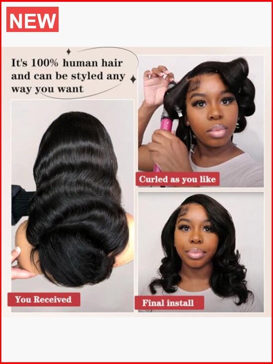 14 Inch Bob Wig Human Hair 13x4 Body Wave Lace Front Wigs 180 Density Glueless main image 5
